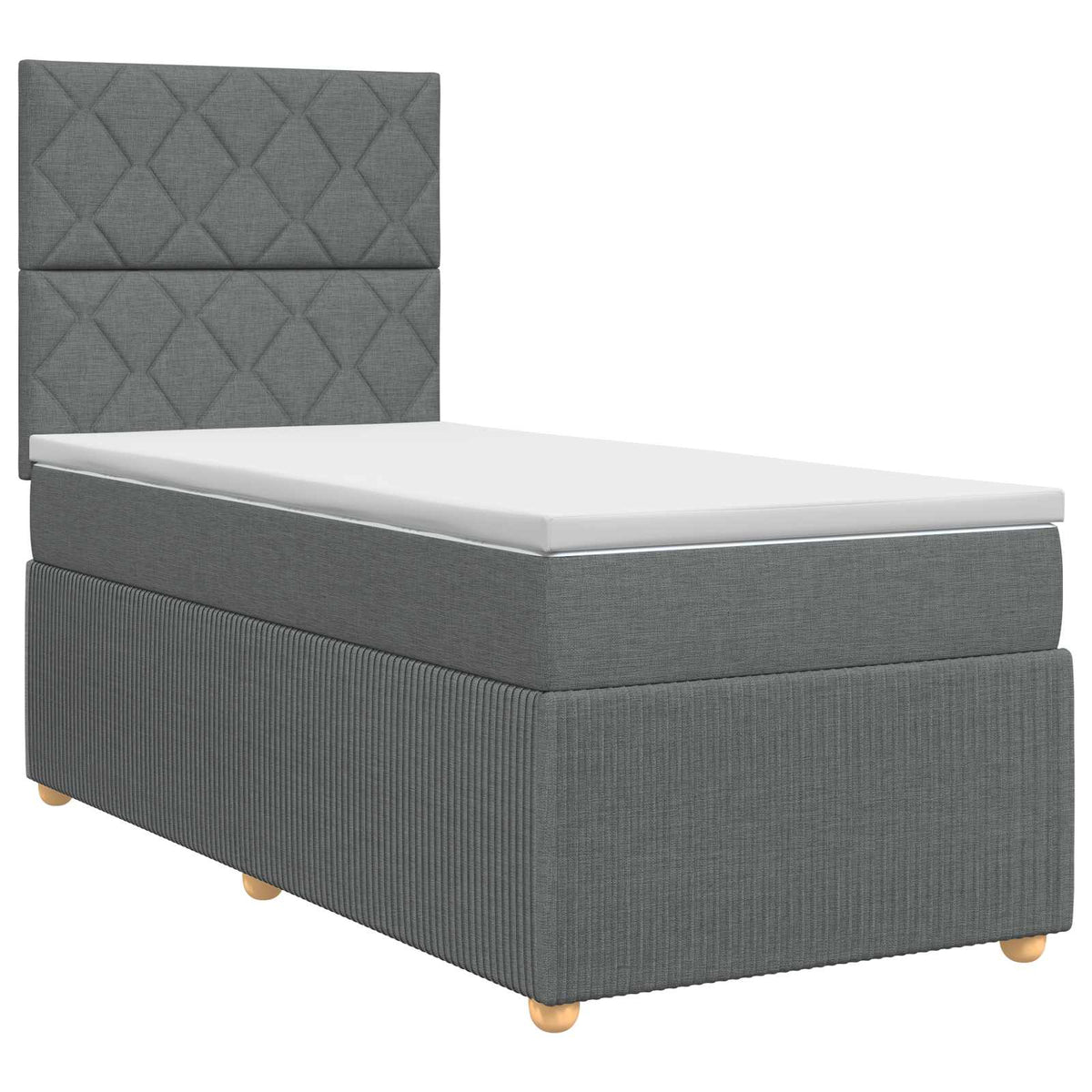 Lit boxspring avec matelas Gris foncé Simple Tissu