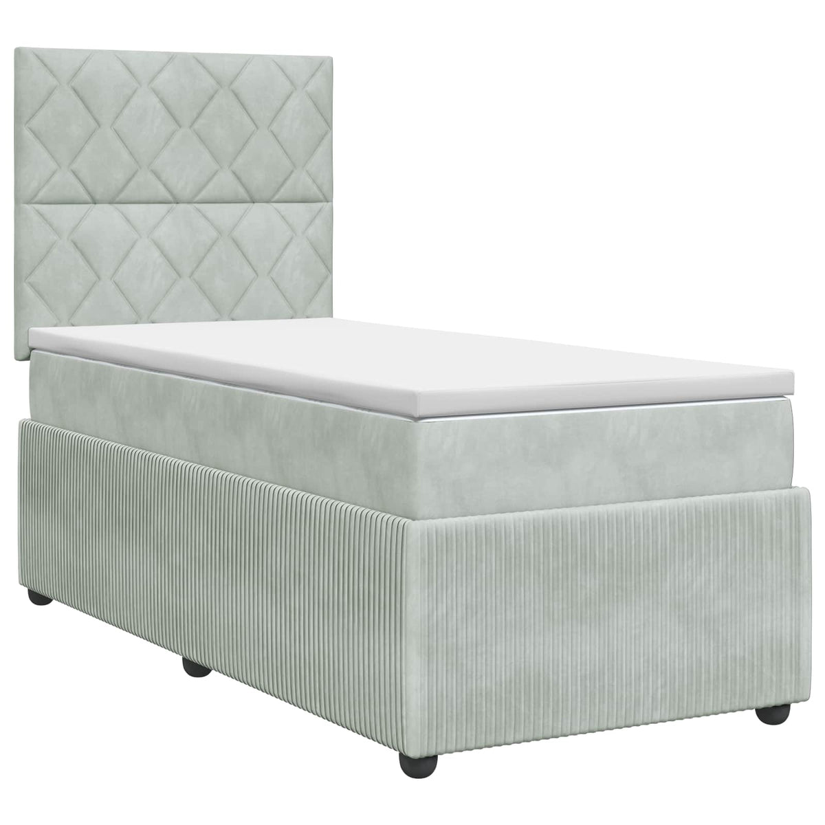 Lit boxspring avec matelas Gris clair Simple Velours