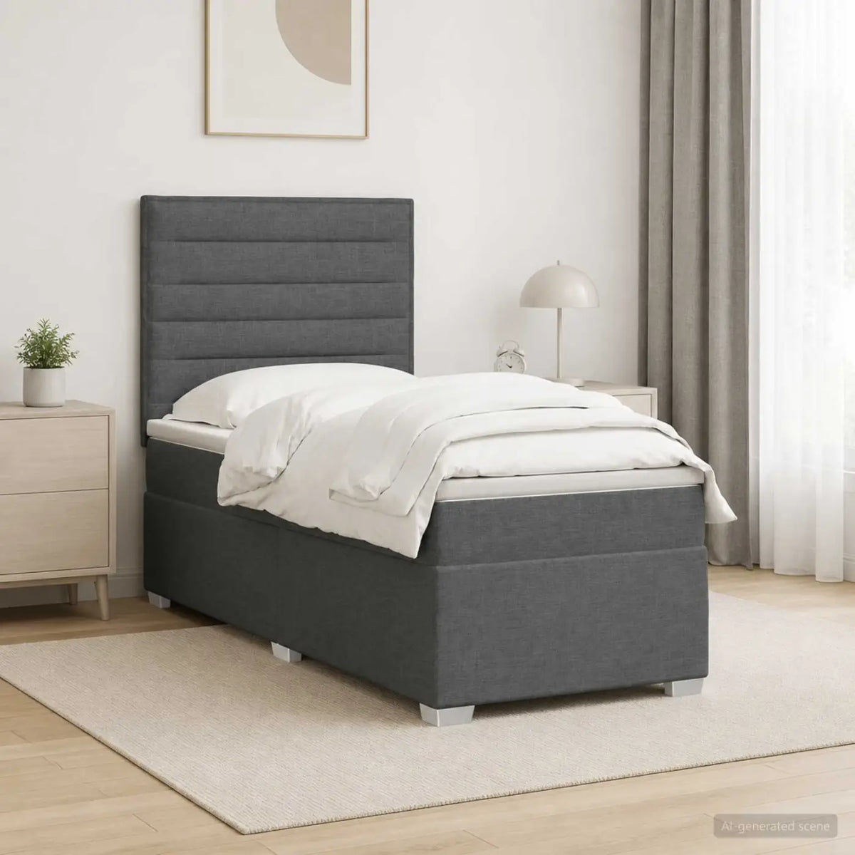 Lit boxspring avec matelas Gris foncé 80 x 200 cm Tissu - XIOS