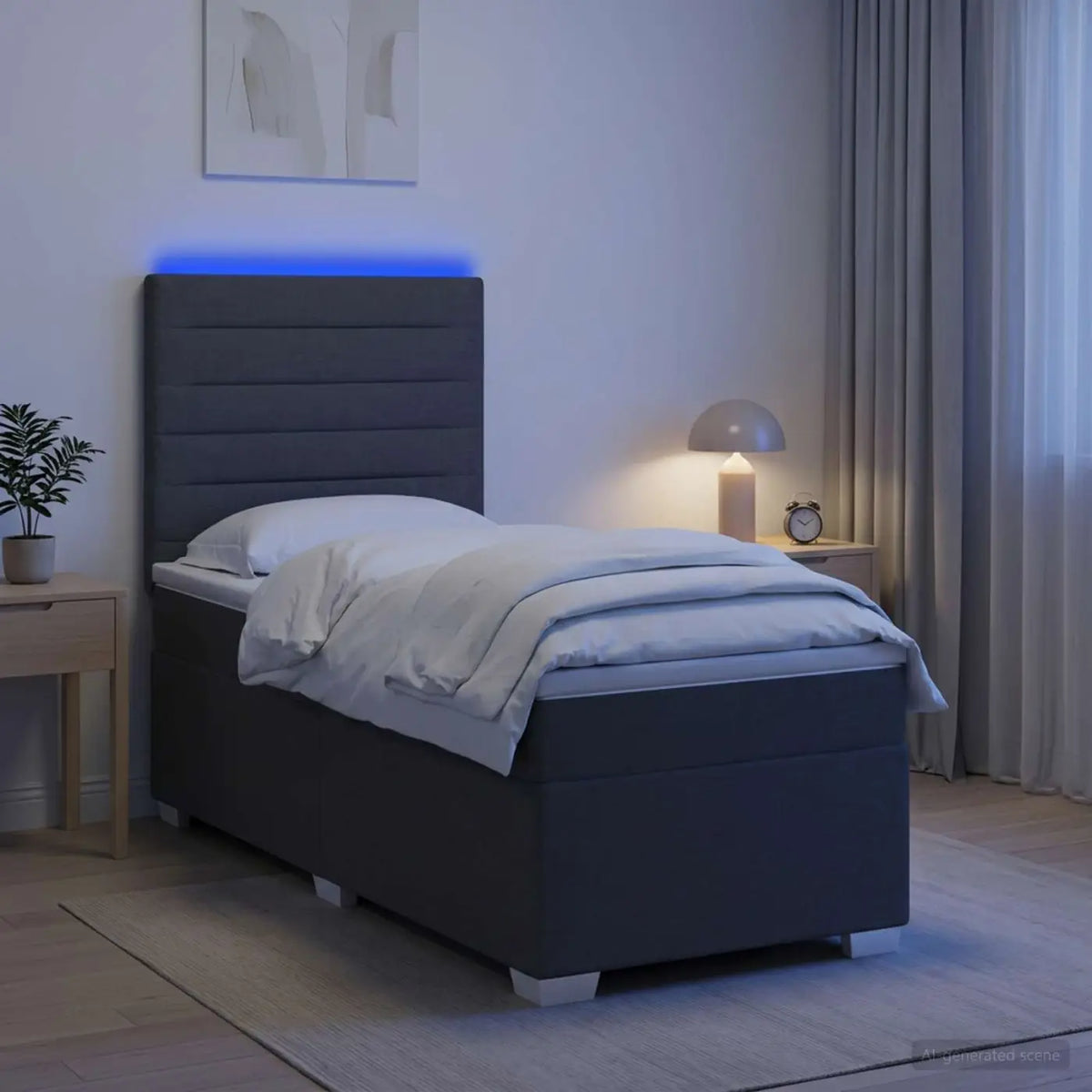 Lit boxspring avec matelas Gris foncé 80 x 200 cm Tissu - XIOS