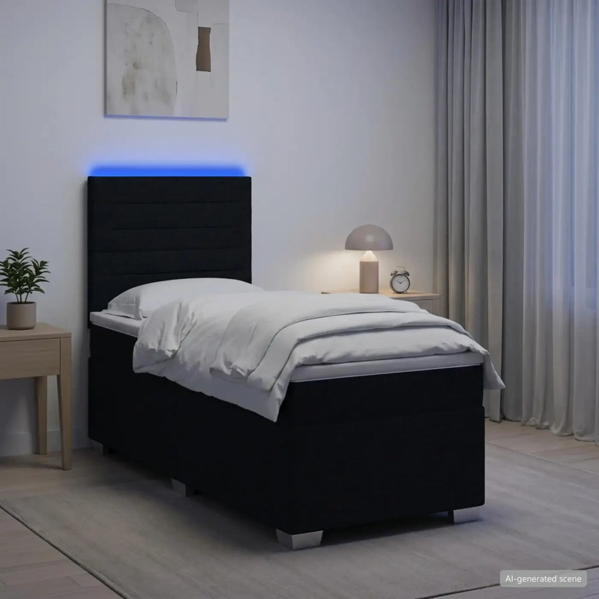 Lit boxspring avec matelas Noir 90 x 190 cm Tissu - XIOS