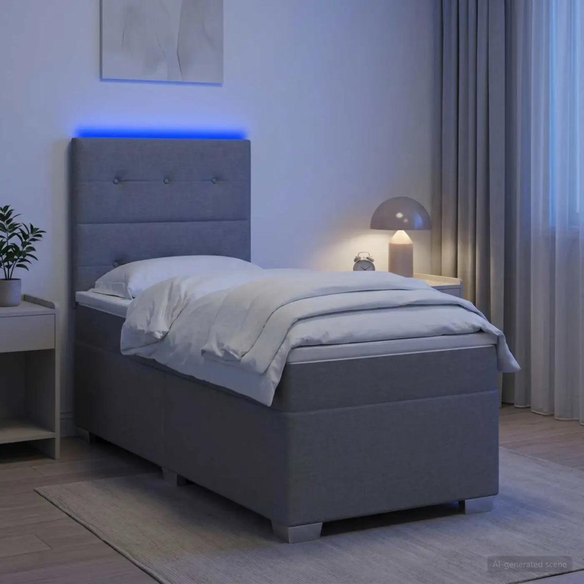 Lit boxspring avec matelas Gris clair 80 x 200 cm Tissu - XIOS