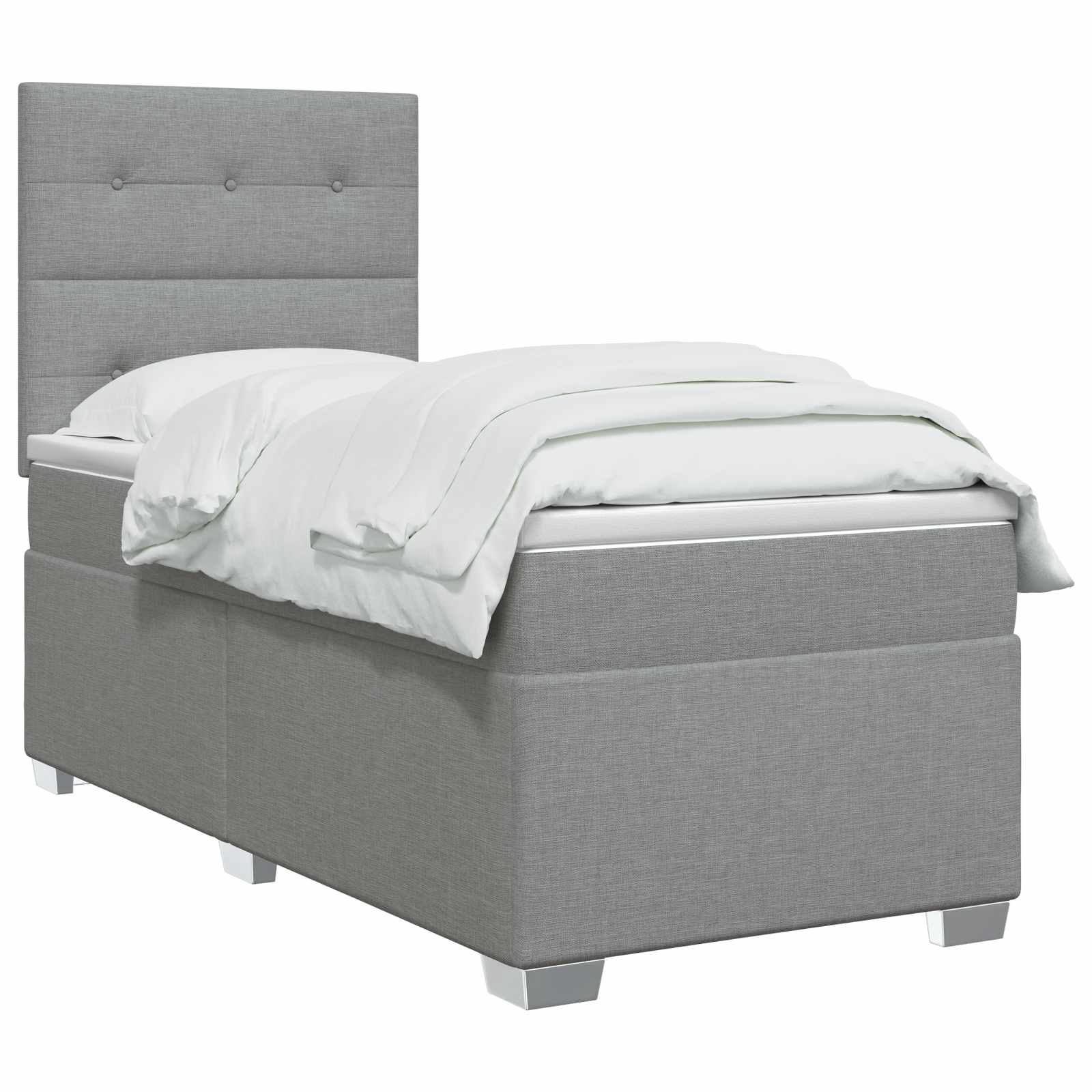 Lit boxspring avec matelas Gris clair 80 x 200 cm Tissu