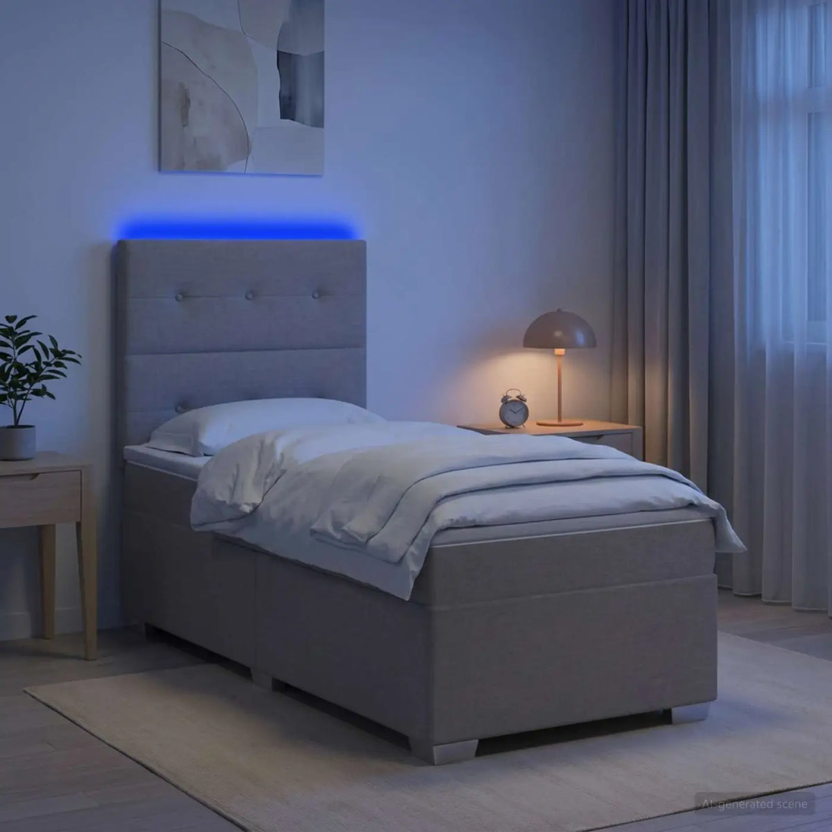 Lit boxspring avec matelas Taupe 90 x 190 cm Tissu - XIOS