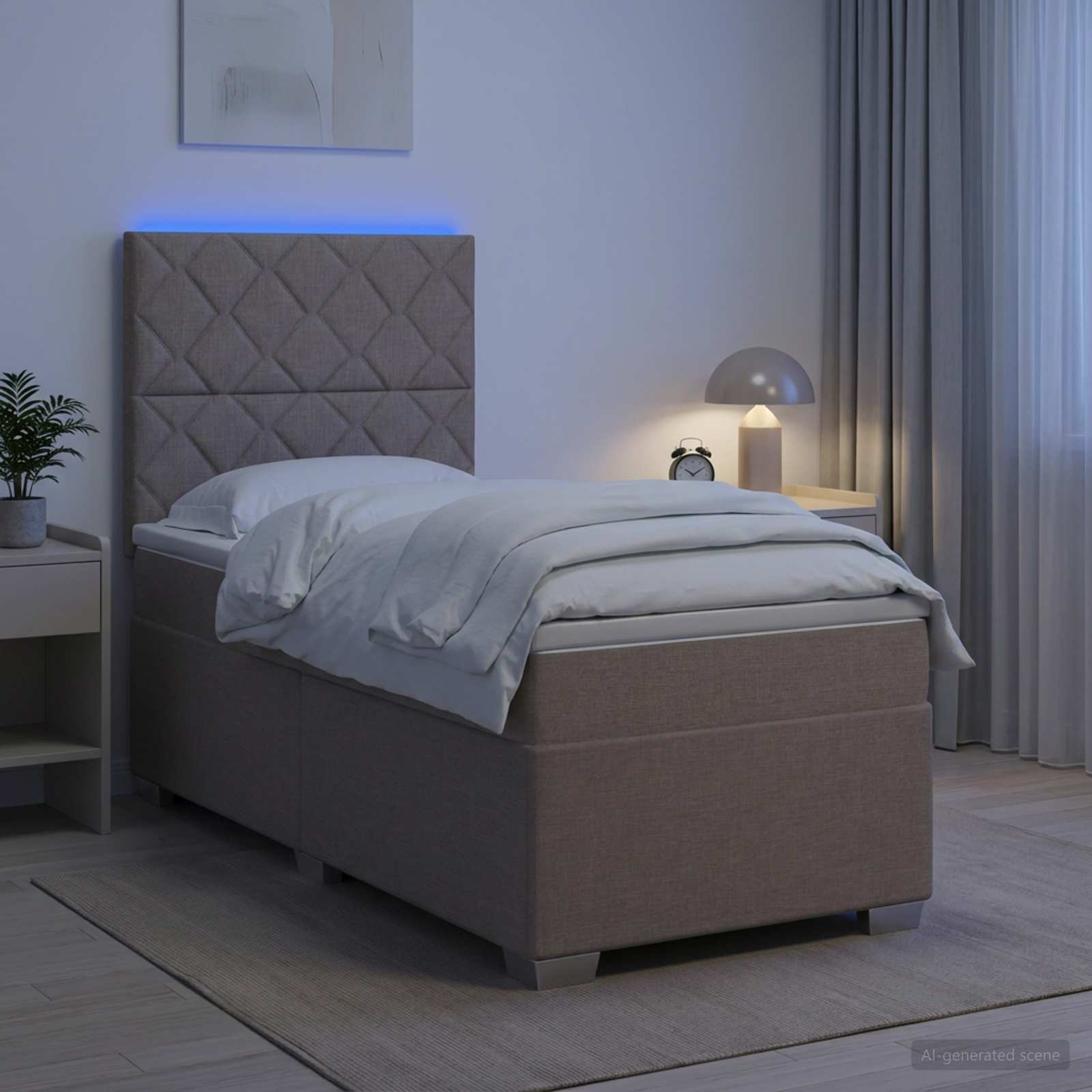 Lit boxspring avec matelas Taupe 80 x 200 cm Tissu