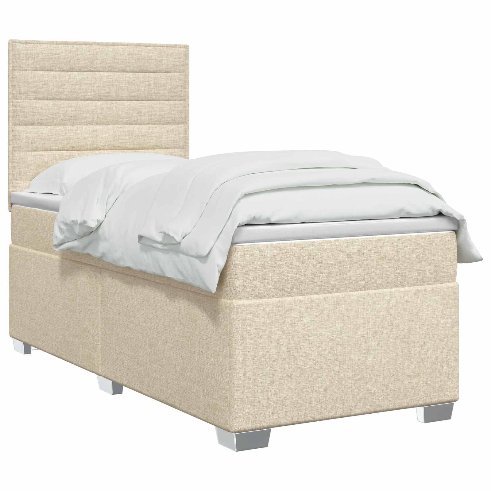Lit boxspring avec matelas Crème 90 x 190 cm Tissu