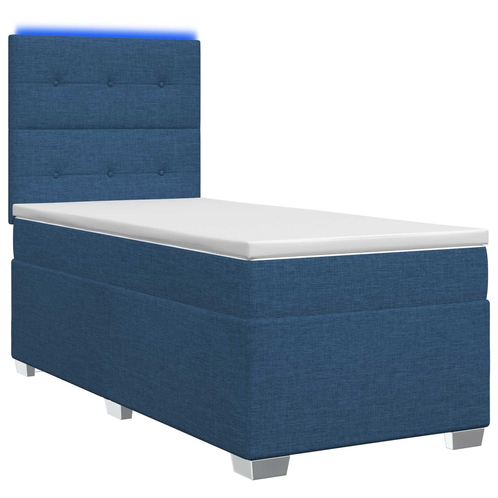 Lit boxspring avec matelas Bleu 90 x 190 cm Tissu