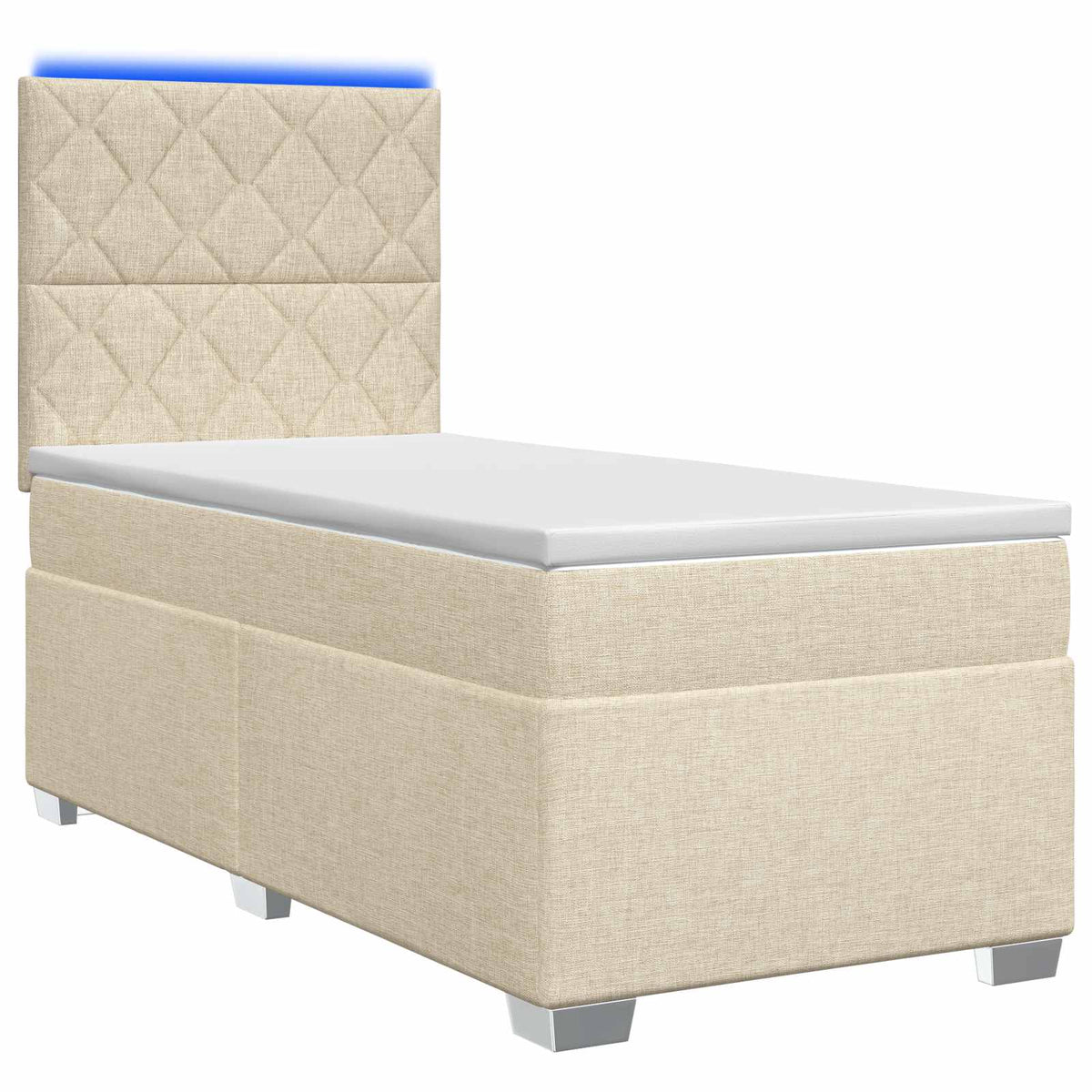 Lit boxspring avec matelas Crème 90 x 190 cm Tissu