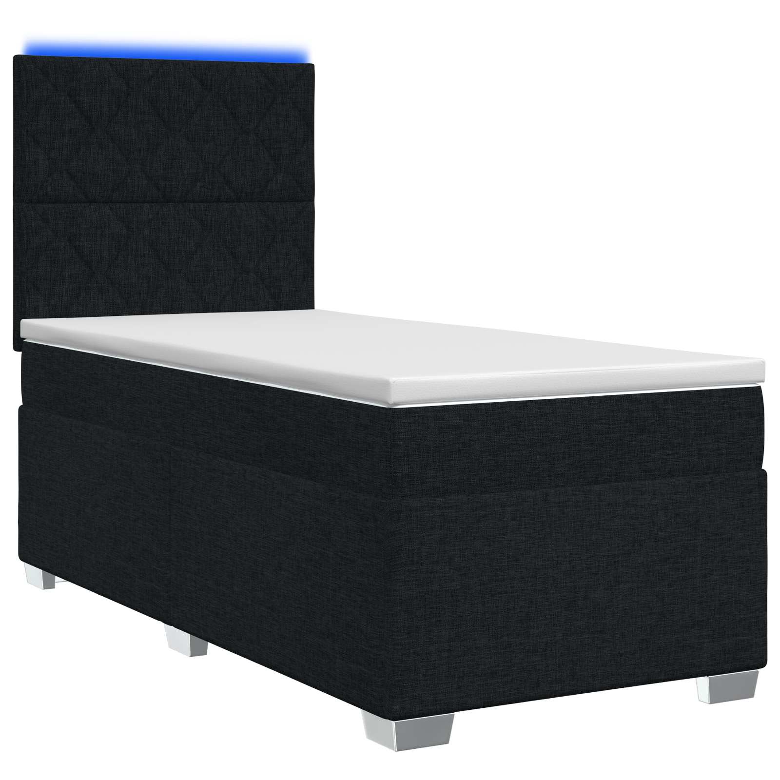 Lit boxspring avec matelas Noir 90 x 200 cm Tissu