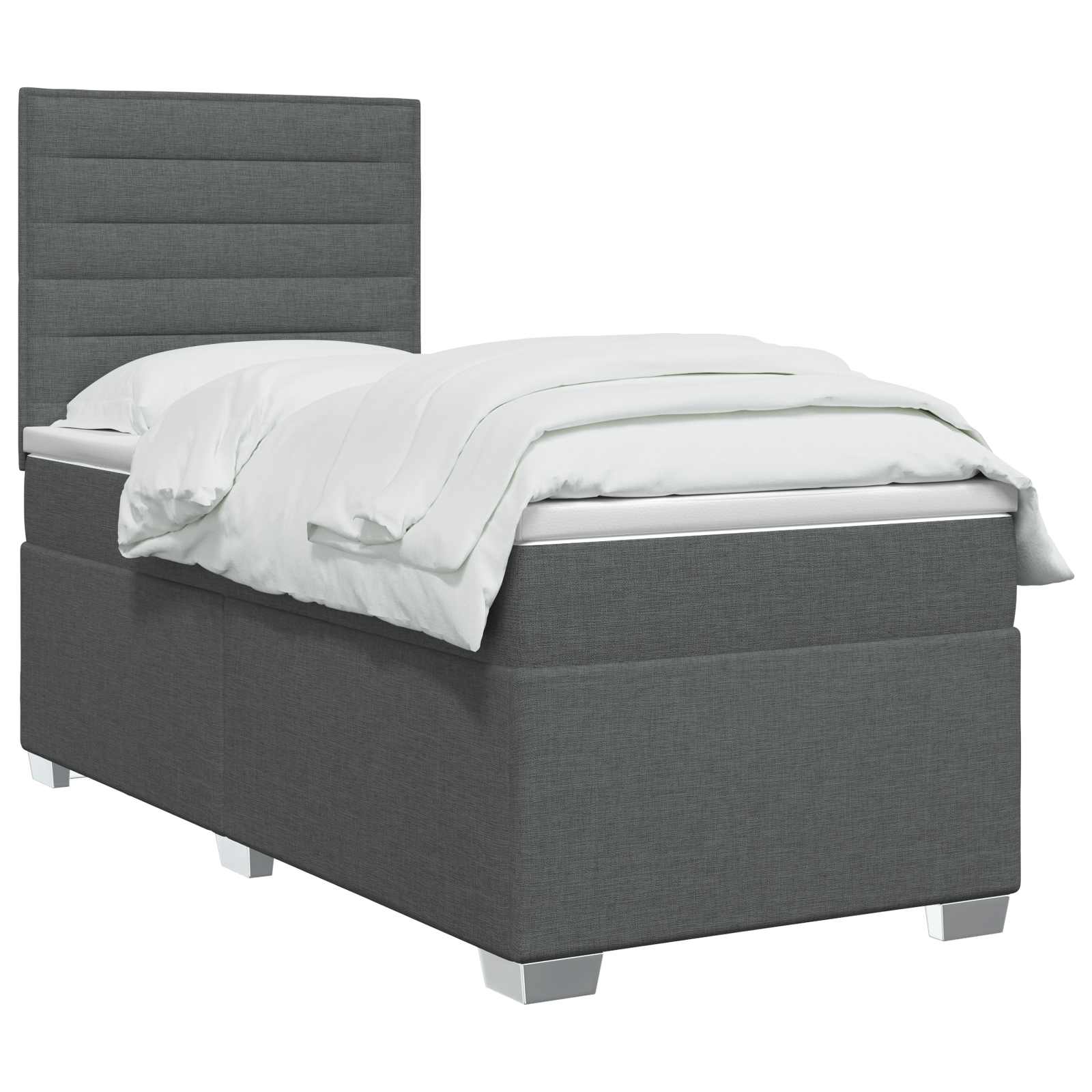 Lit boxspring avec matelas Gris foncé 100 x 200 cm Tissu