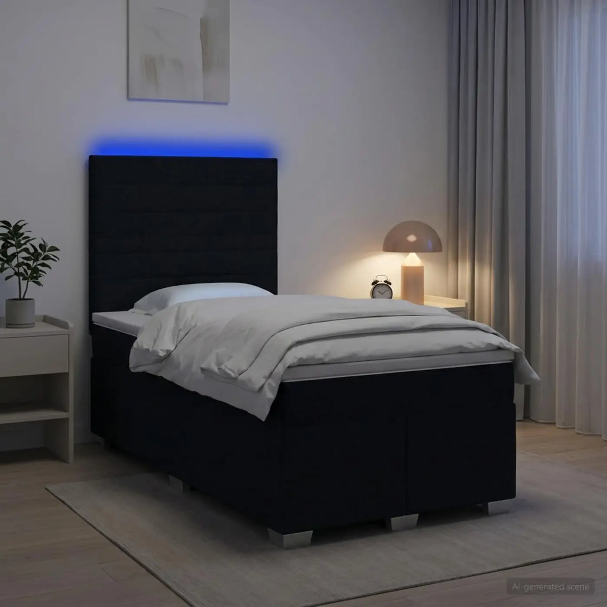 Lit boxspring avec matelas Noir 120 x 200 cm Tissu - XIOS