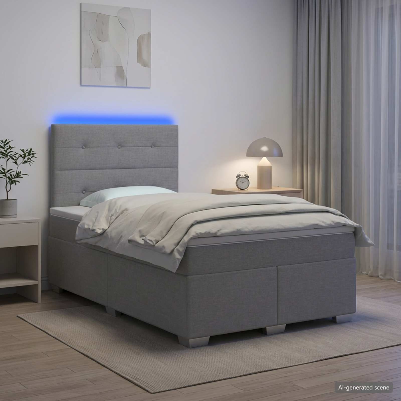 Lit boxspring avec matelas Gris clair 120 x 190 cm Tissu