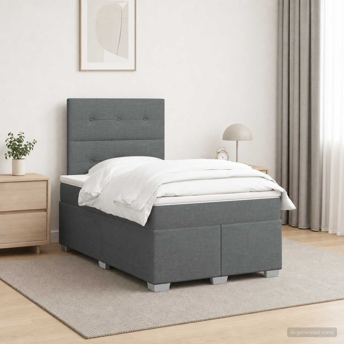 Lit boxspring avec matelas Gris foncé 120 x 200 cm Tissu