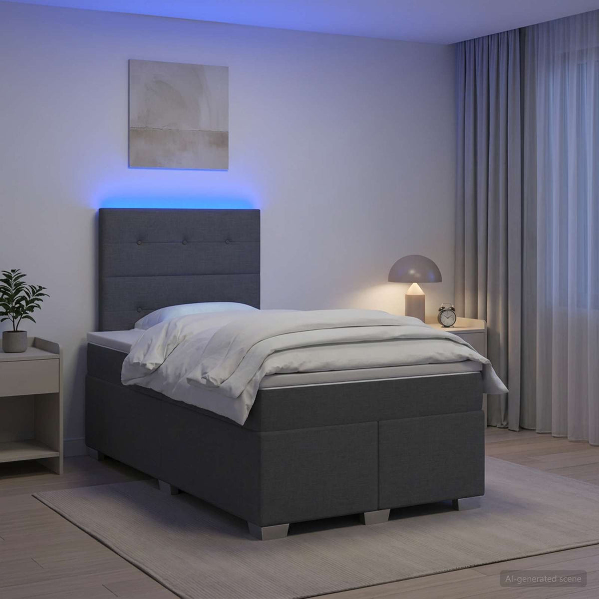 Lit boxspring avec matelas Gris foncé 120 x 200 cm Tissu