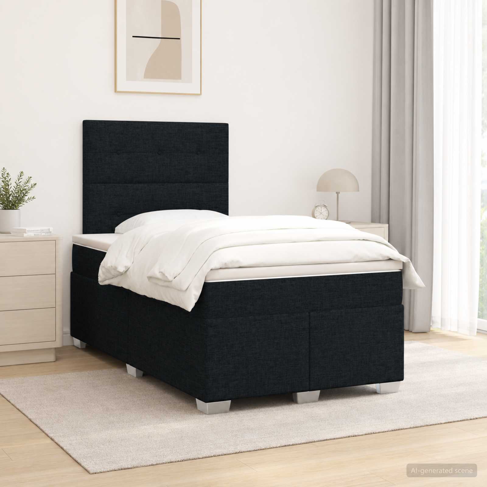 Lit boxspring avec matelas Noir 120 x 190 cm Tissu - XIOS