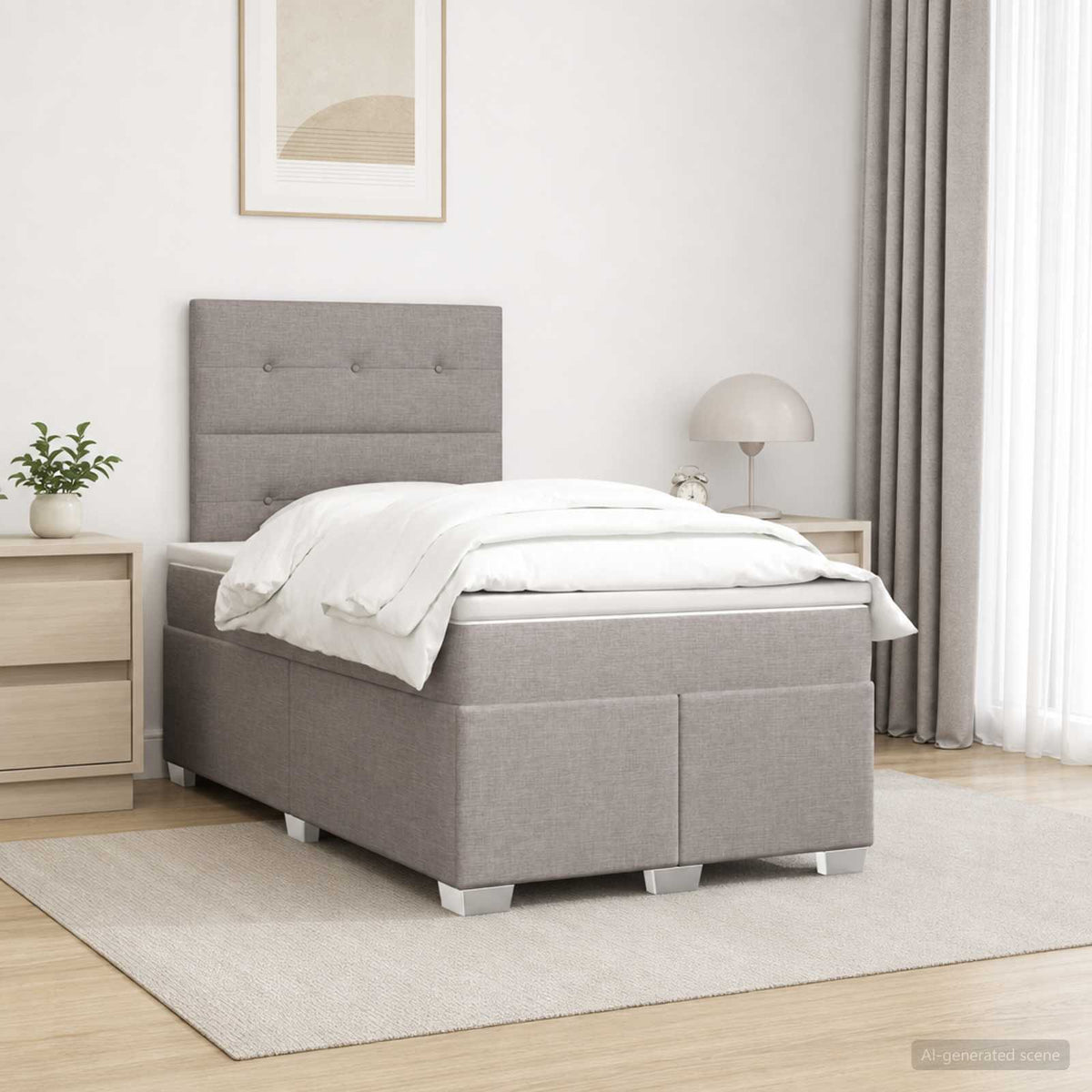 Lit boxspring avec matelas Taupe 120 x 200 cm Tissu