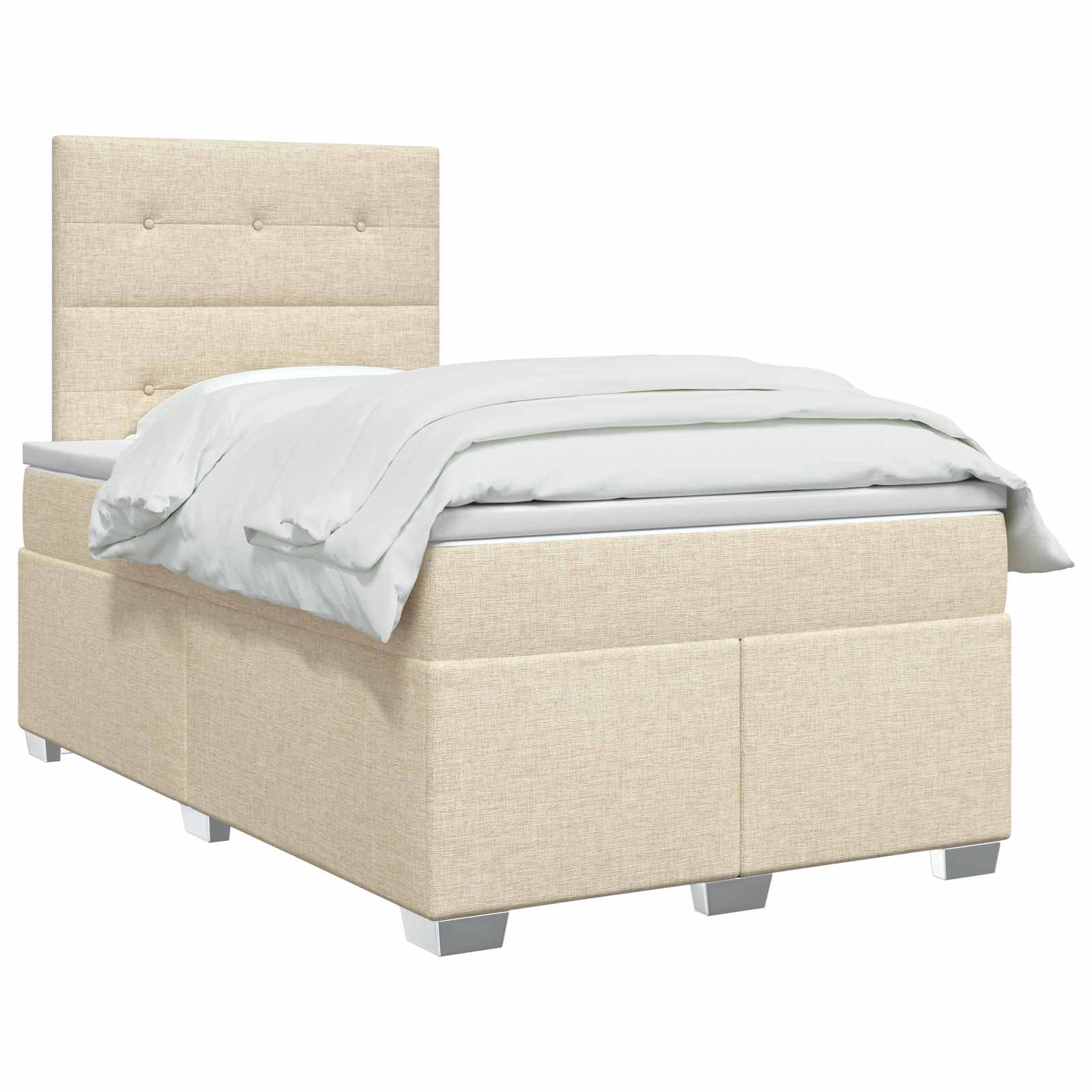 Lit boxspring avec matelas Crème 120 x 190 cm Tissu - XIOS