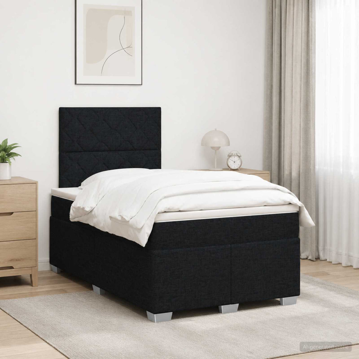 Lit boxspring avec matelas Noir 120 x 200 cm Tissu