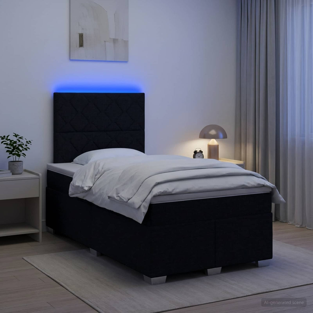 Lit boxspring avec matelas Noir 120 x 200 cm Tissu