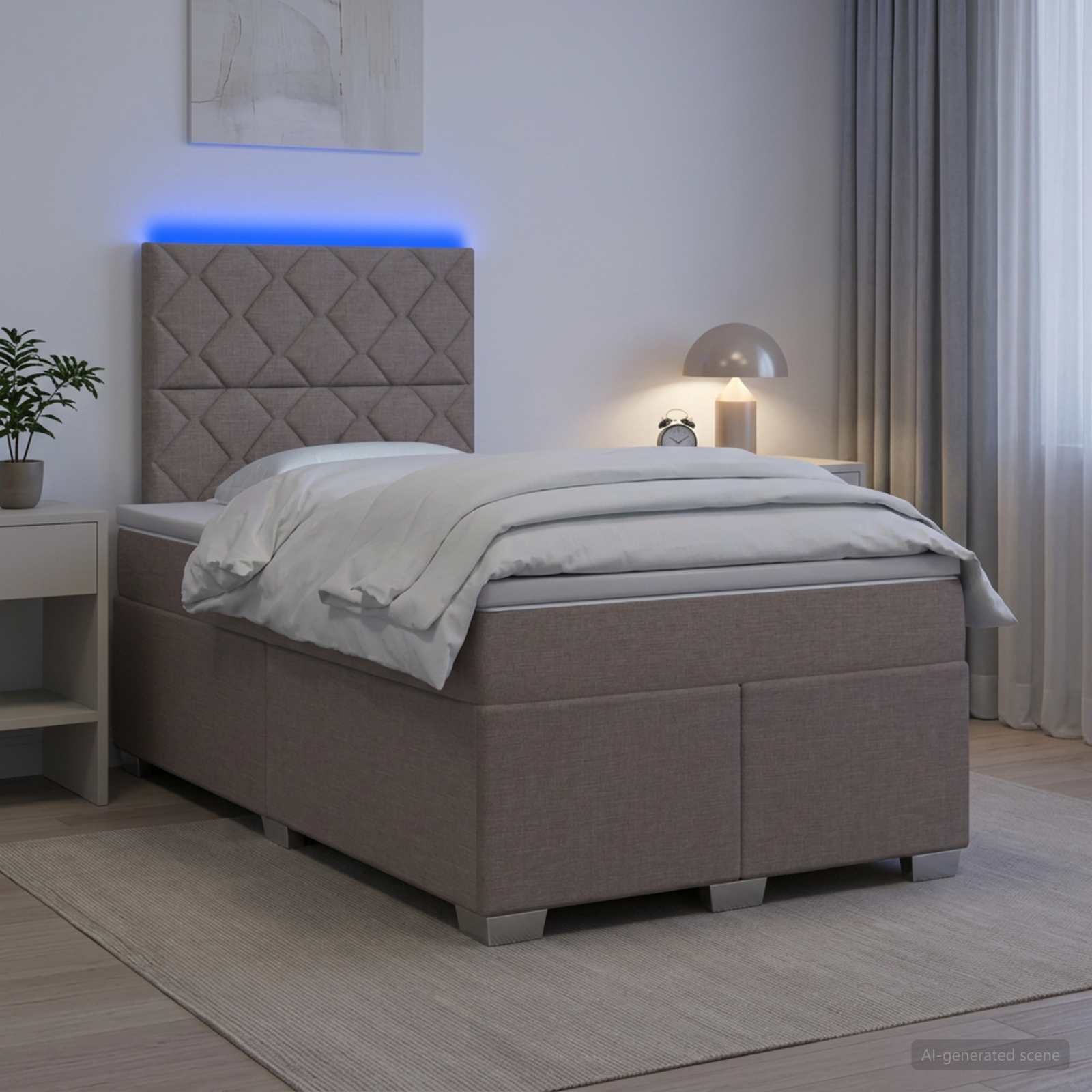 Lit boxspring avec matelas Taupe 120 x 190 cm Tissu