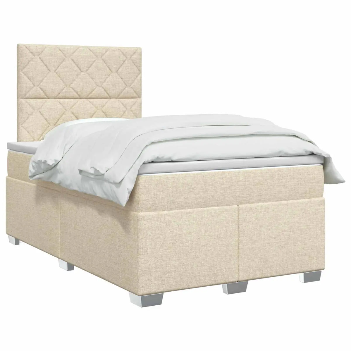 Lit boxspring avec matelas Crème 120 x 190 cm Tissu - XIOS
