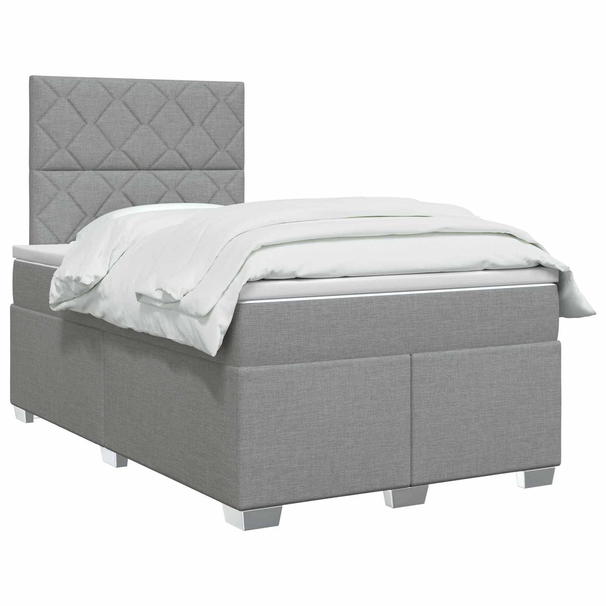 Lit boxspring avec matelas Gris clair 120 x 200 cm Tissu - XIOS