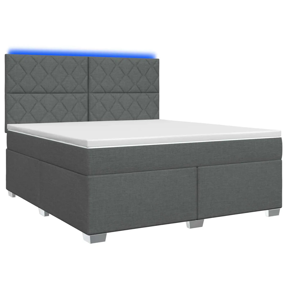 Lit boxspring avec matelas Gris foncé 140 x 190 cm Tissu - XIOS