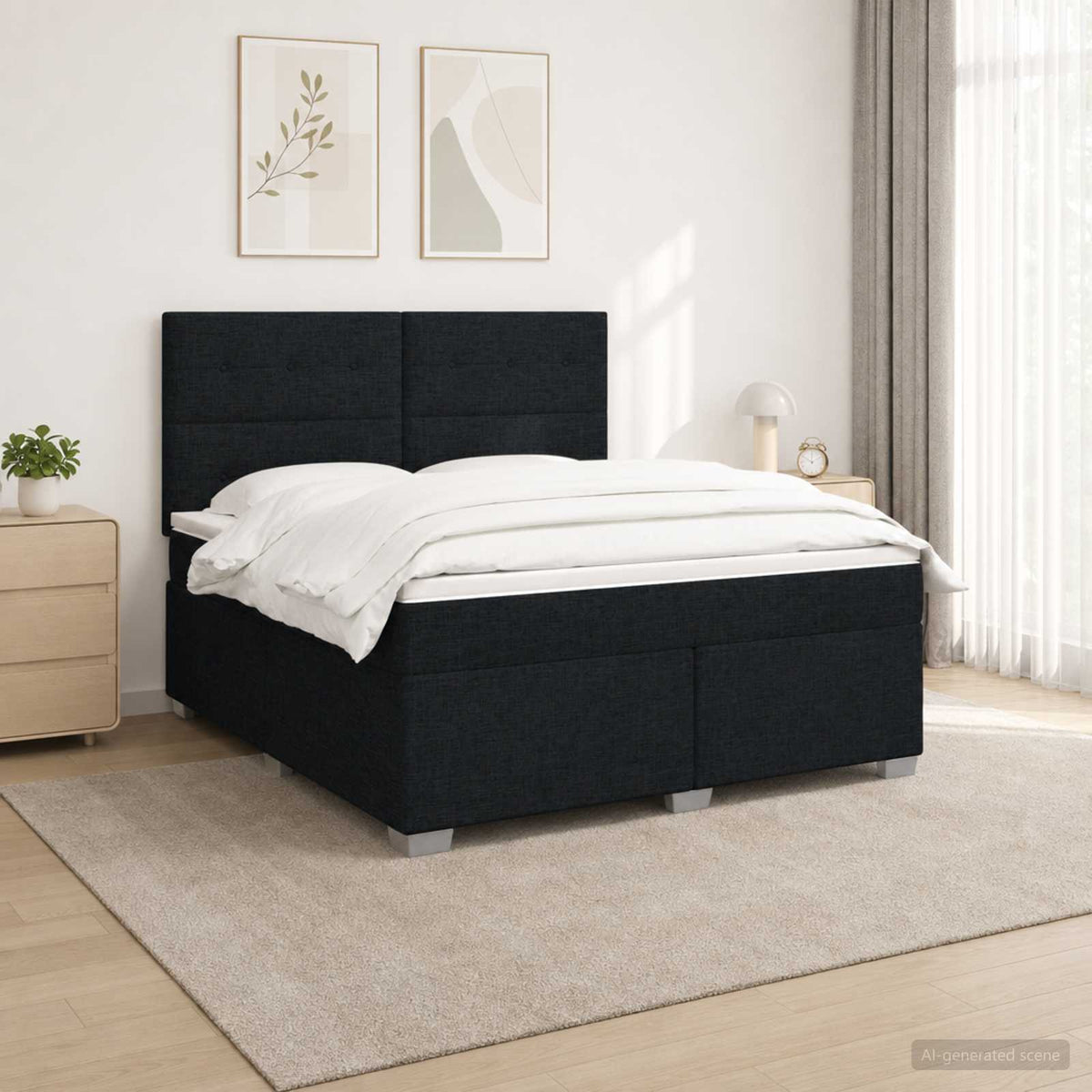 Lit boxspring avec matelas Noir 140 x 200 cm Tissu