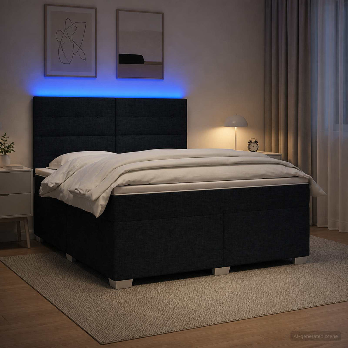 Lit boxspring avec matelas Noir 140 x 200 cm Tissu