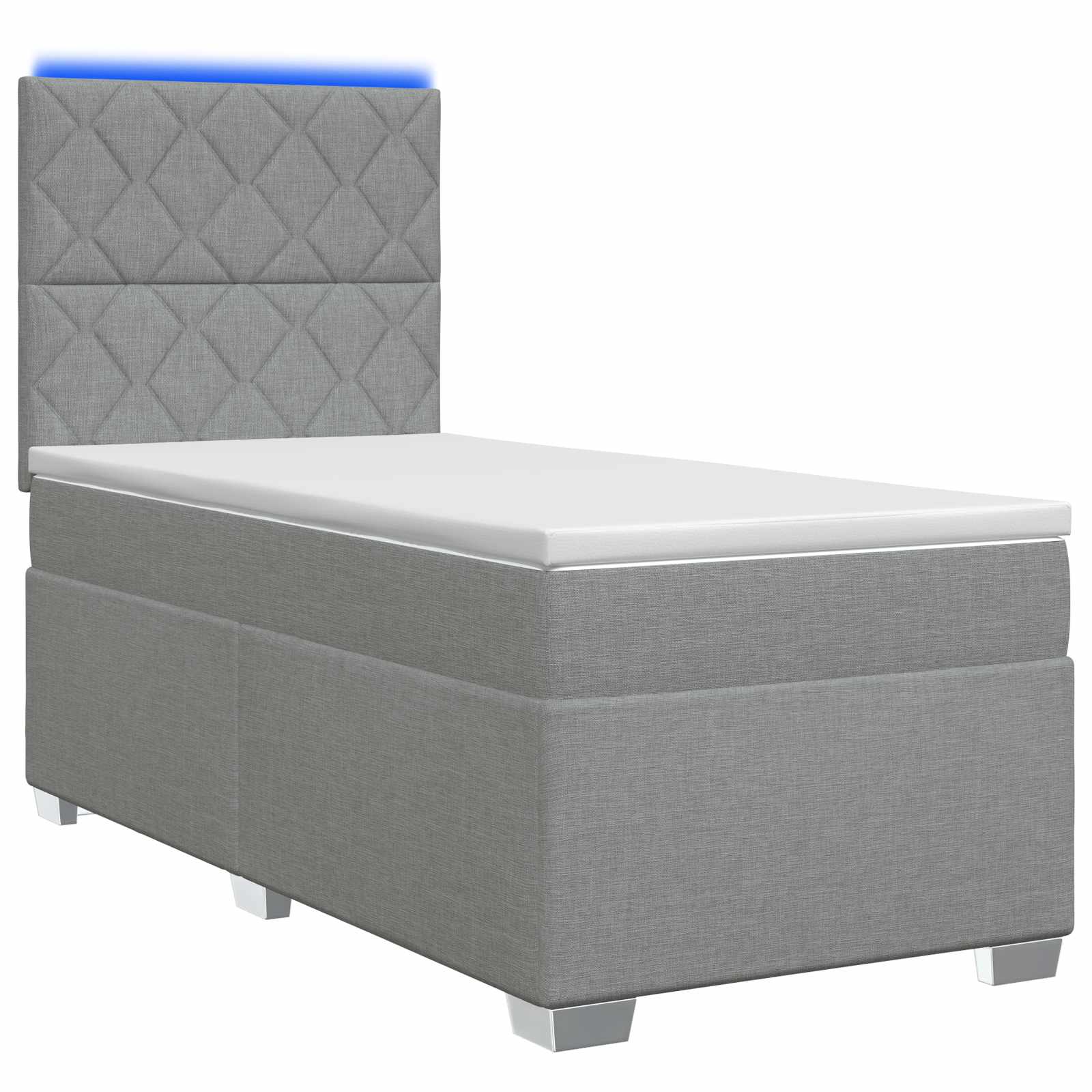 Lit de box spring avec matelas et LED Gris clair 90 x 190 cm - XIOS