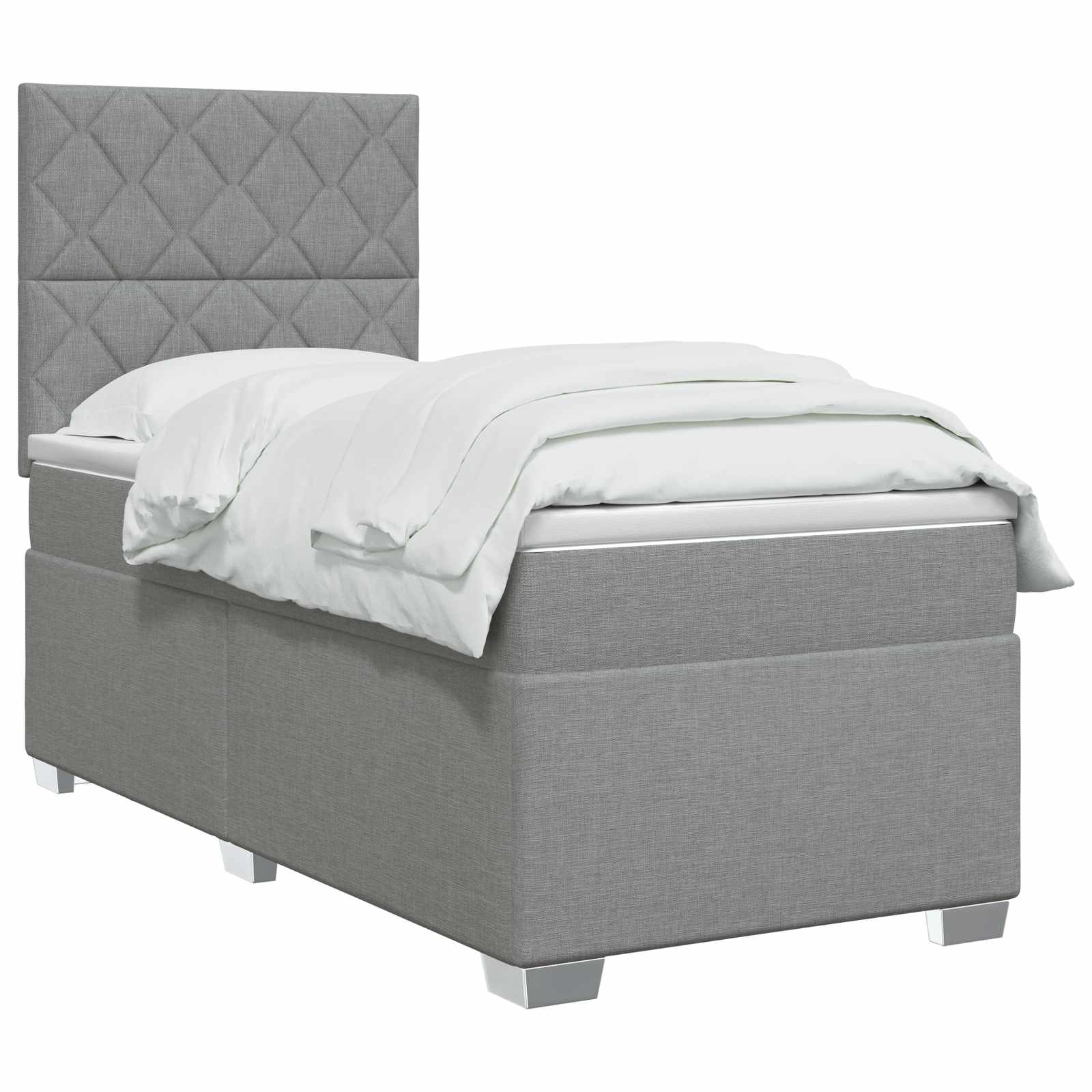 Lit de box spring avec matelas et LED Gris clair 90 x 190 cm - XIOS