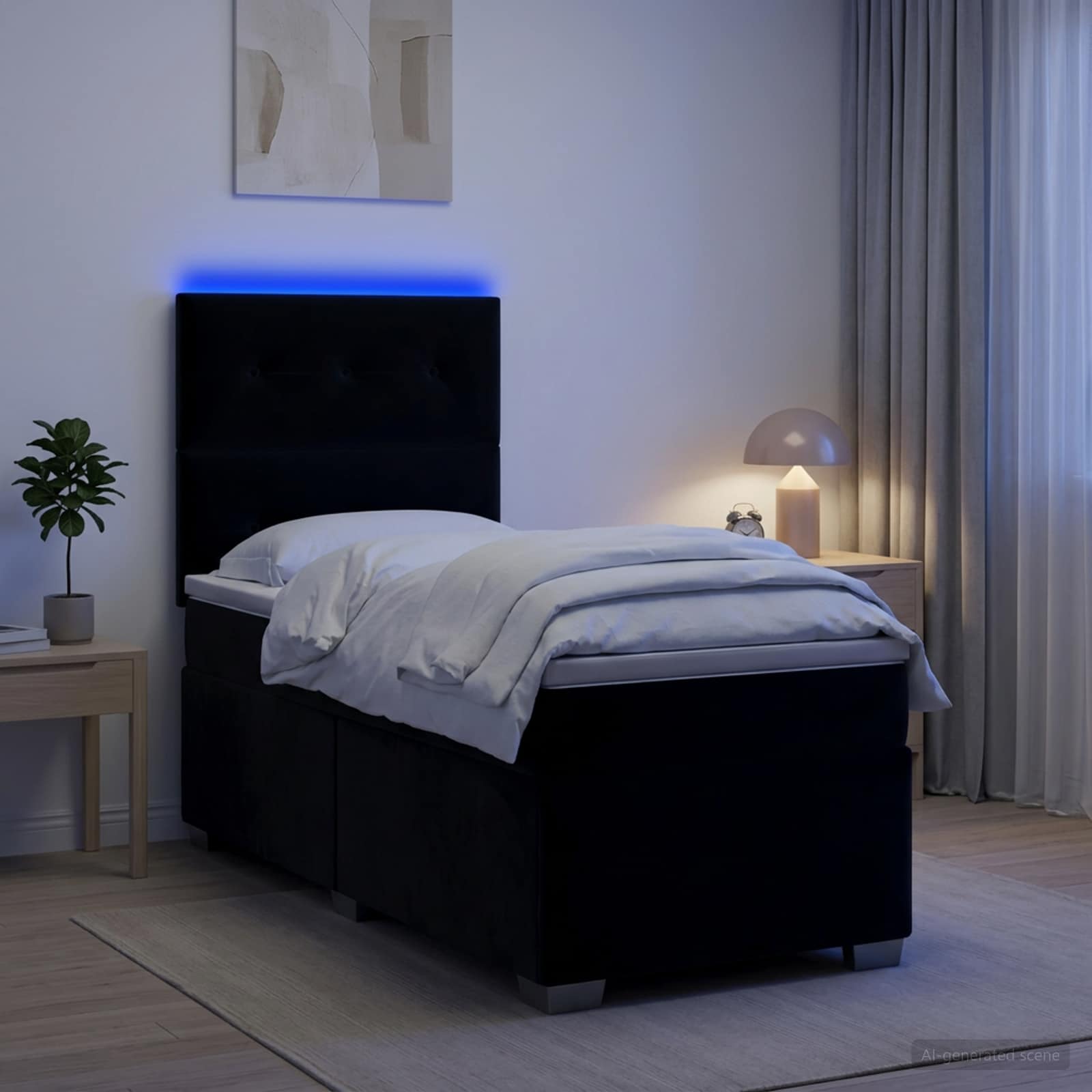 Lit boxspring avec matelas Noir 80 x 200 cm Velours