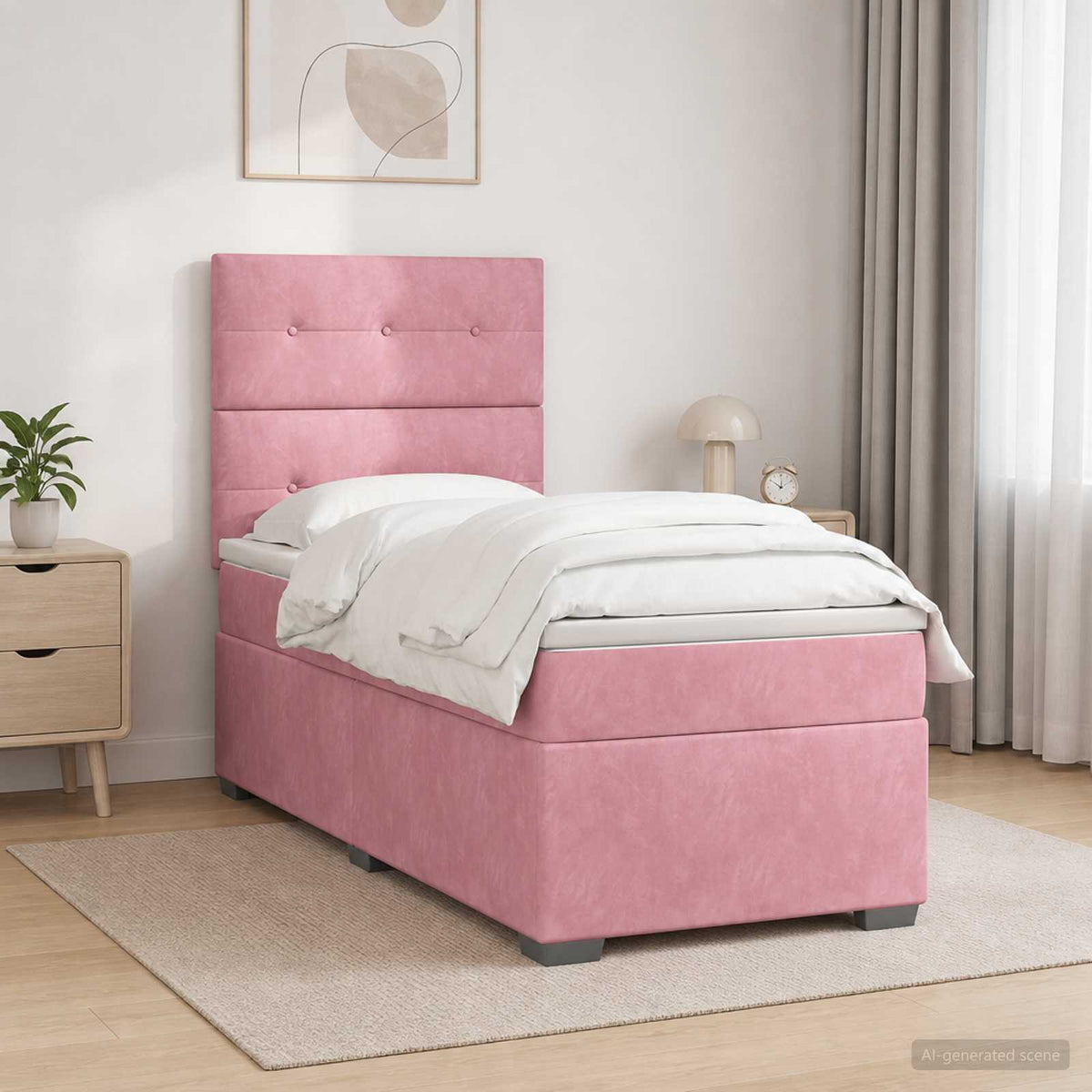 Lit boxspring avec matelas Rose 100 x 200 cm Velours