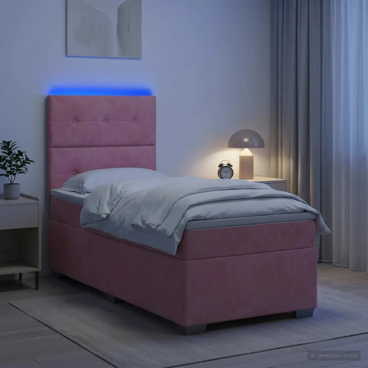 Lit boxspring avec matelas Rose 80 x 200 cm Velours - XIOS