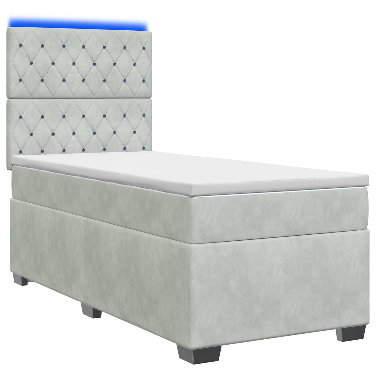 Lit boxspring avec matelas Bleu 90 x 190 cm Velours