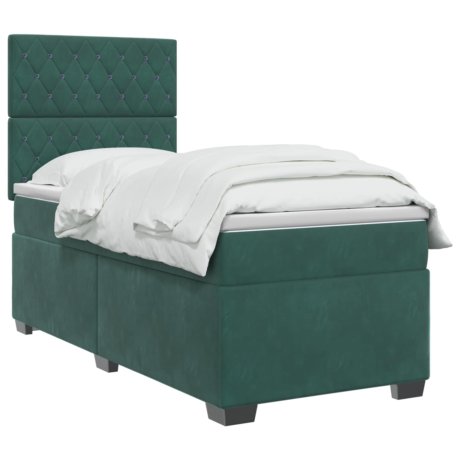 Lit boxspring avec matelas Vert foncé 90 x 200 cm Velours