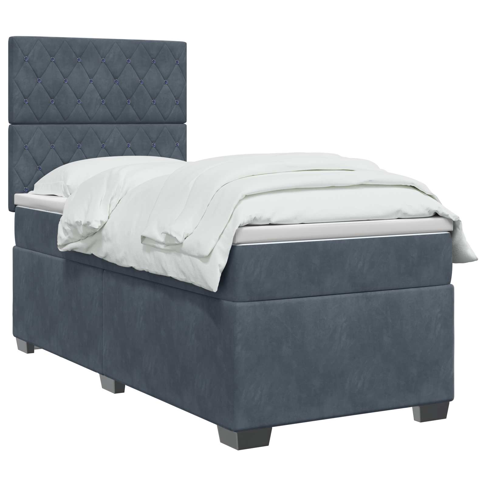 Lit boxspring avec matelas Gris foncé 100 x 200 cm Velours - XIOS