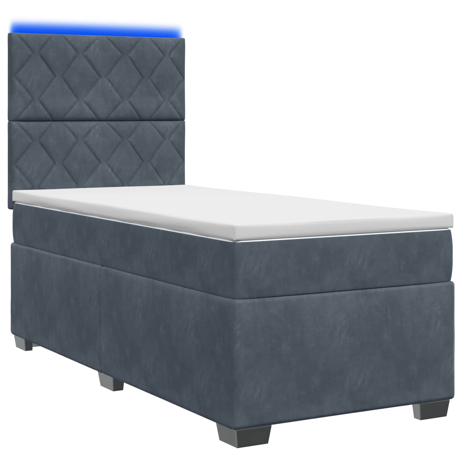 Lit boxspring avec matelas Gris foncé 100 x 200 cm Velours