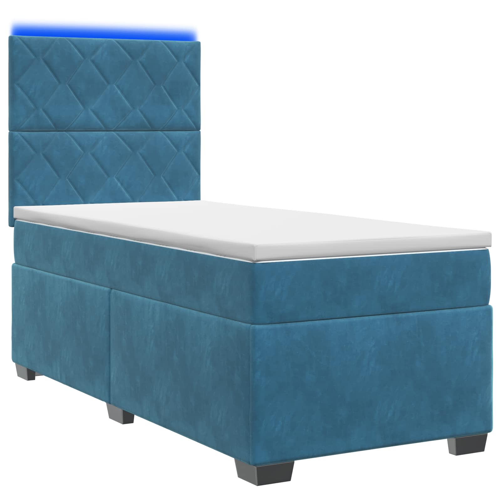Lit boxspring avec matelas Bleu 100 x 200 cm Velours - XIOS