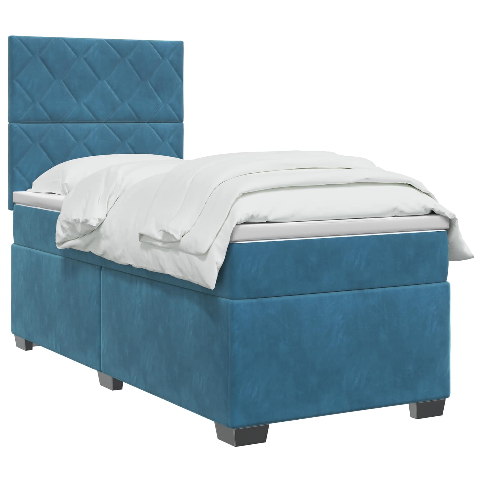 Lit boxspring avec matelas Bleu 100 x 200 cm Velours - XIOS