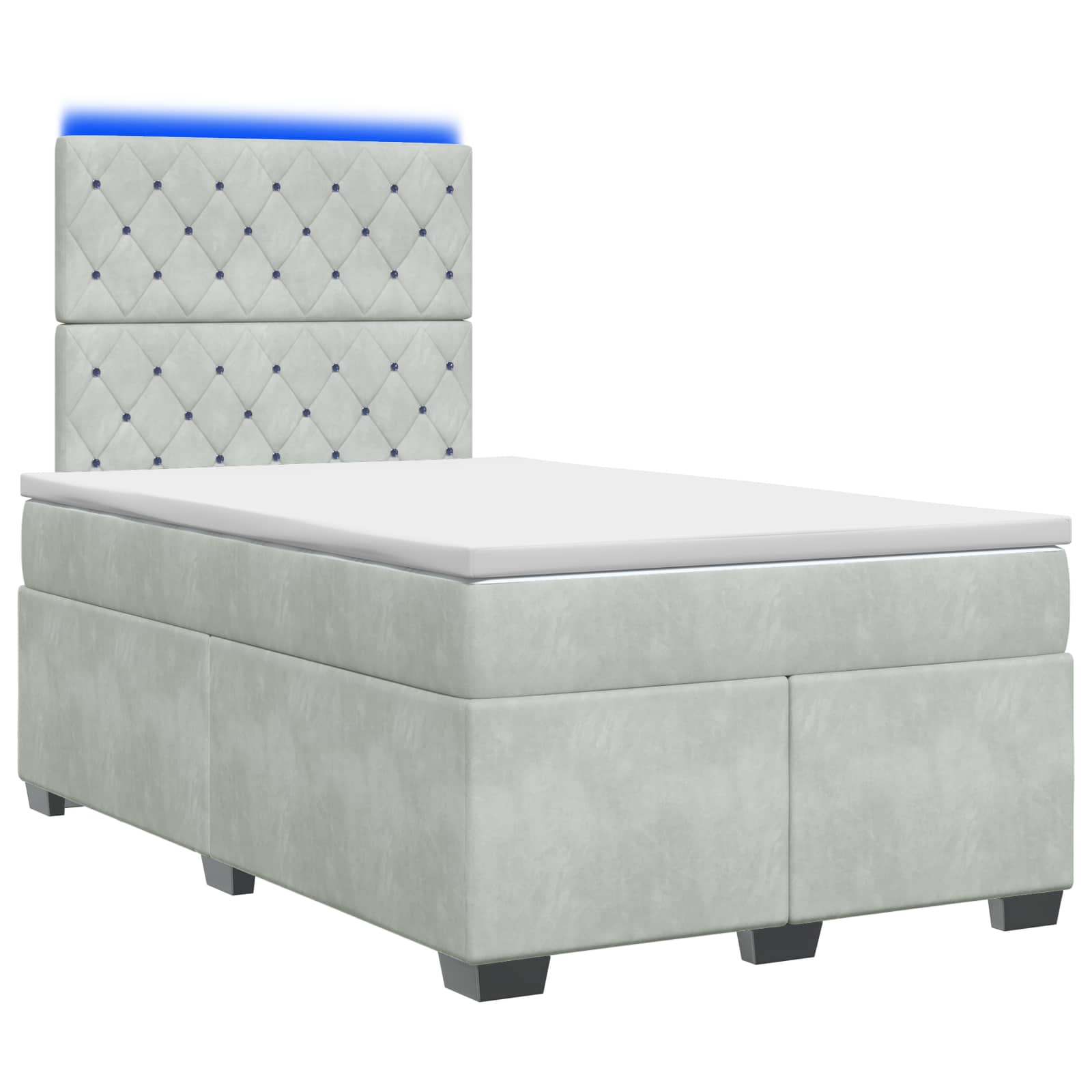 Lit boxspring avec matelas Gris clair 120 x 190 cm Velours