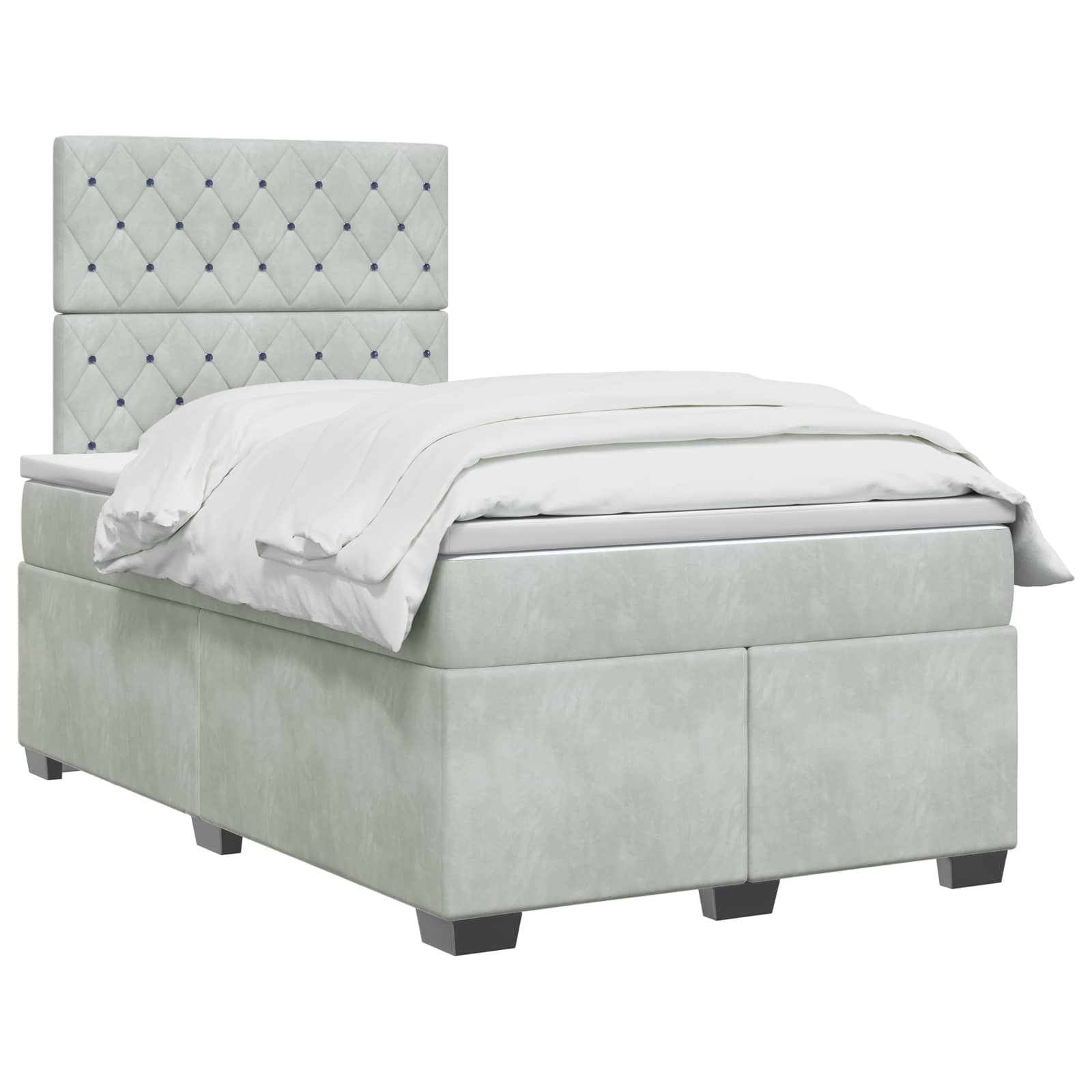 Lit boxspring avec matelas Gris clair 120 x 190 cm Velours