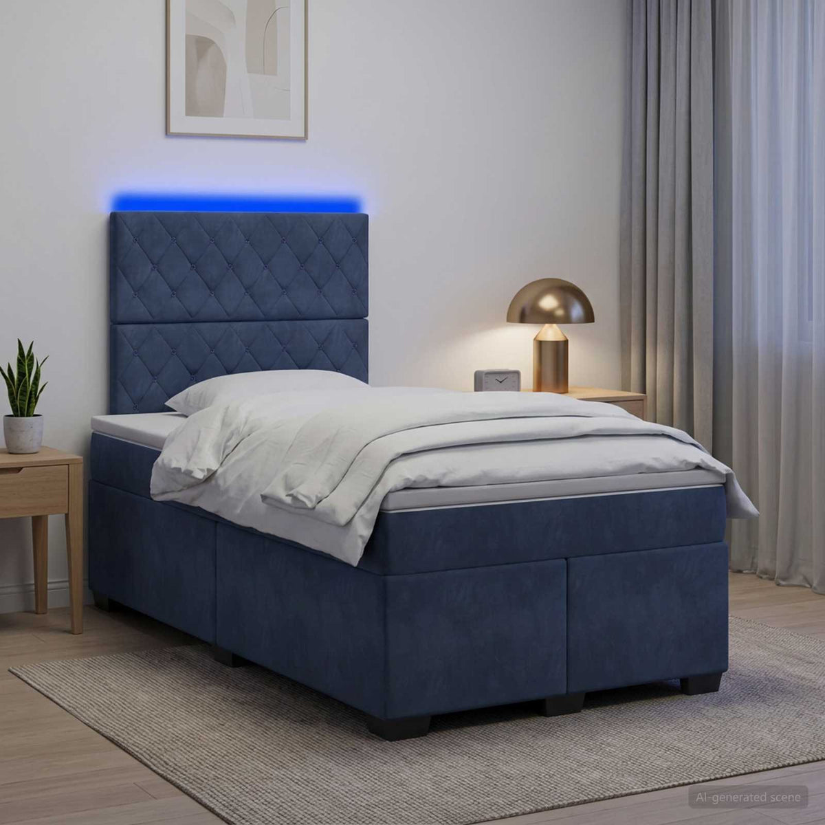 Lit boxspring avec matelas Gris foncé 120 x 190 cm Velours
