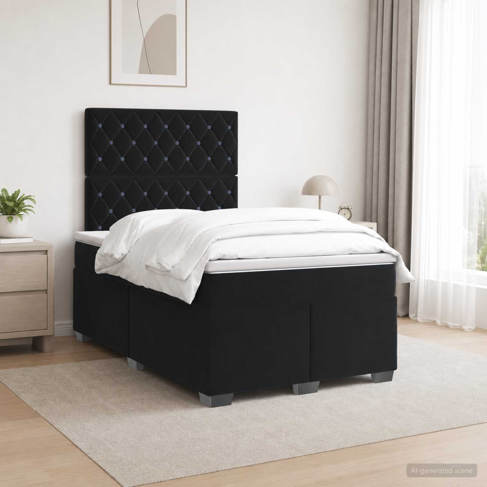 Lit boxspring avec matelas Noir 120 x 190 cm Velours