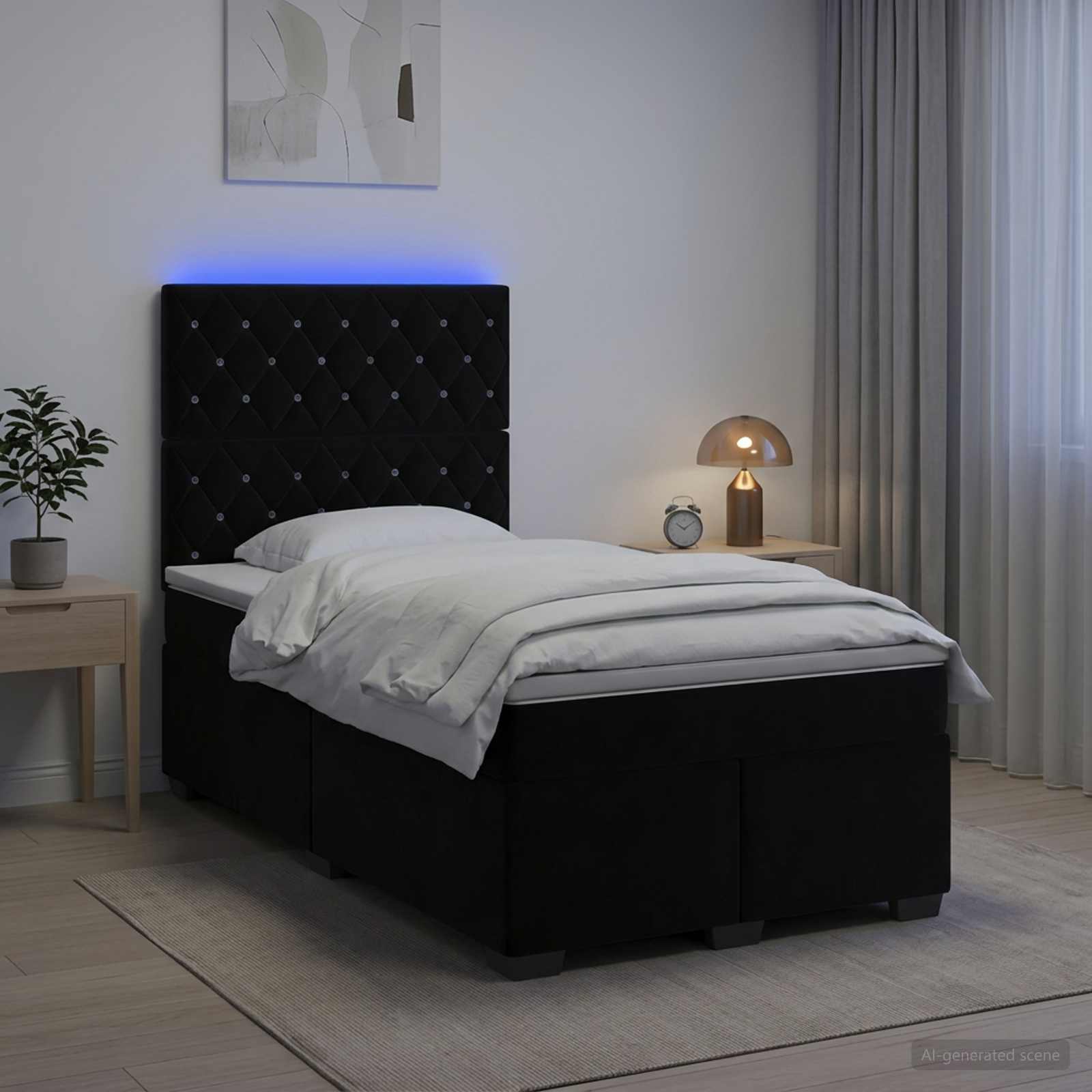 Lit boxspring avec matelas Noir 120 x 190 cm Velours