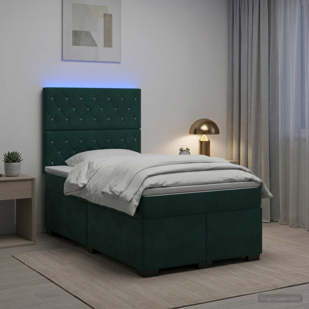 Lit boxspring avec matelas Vert foncé 120 x 200 cm Velours