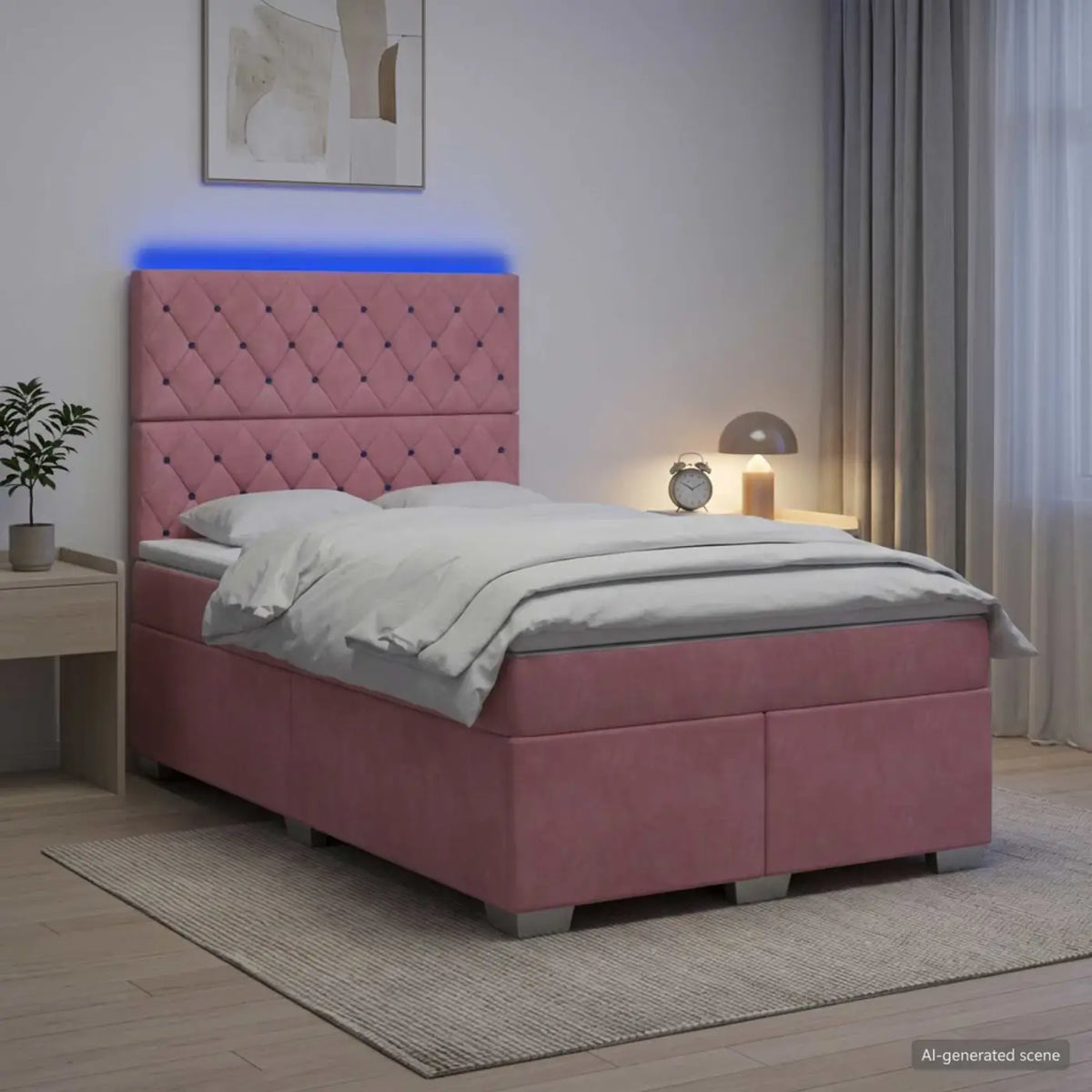 Lit boxspring avec matelas Rose 120 x 200 cm Velours - XIOS