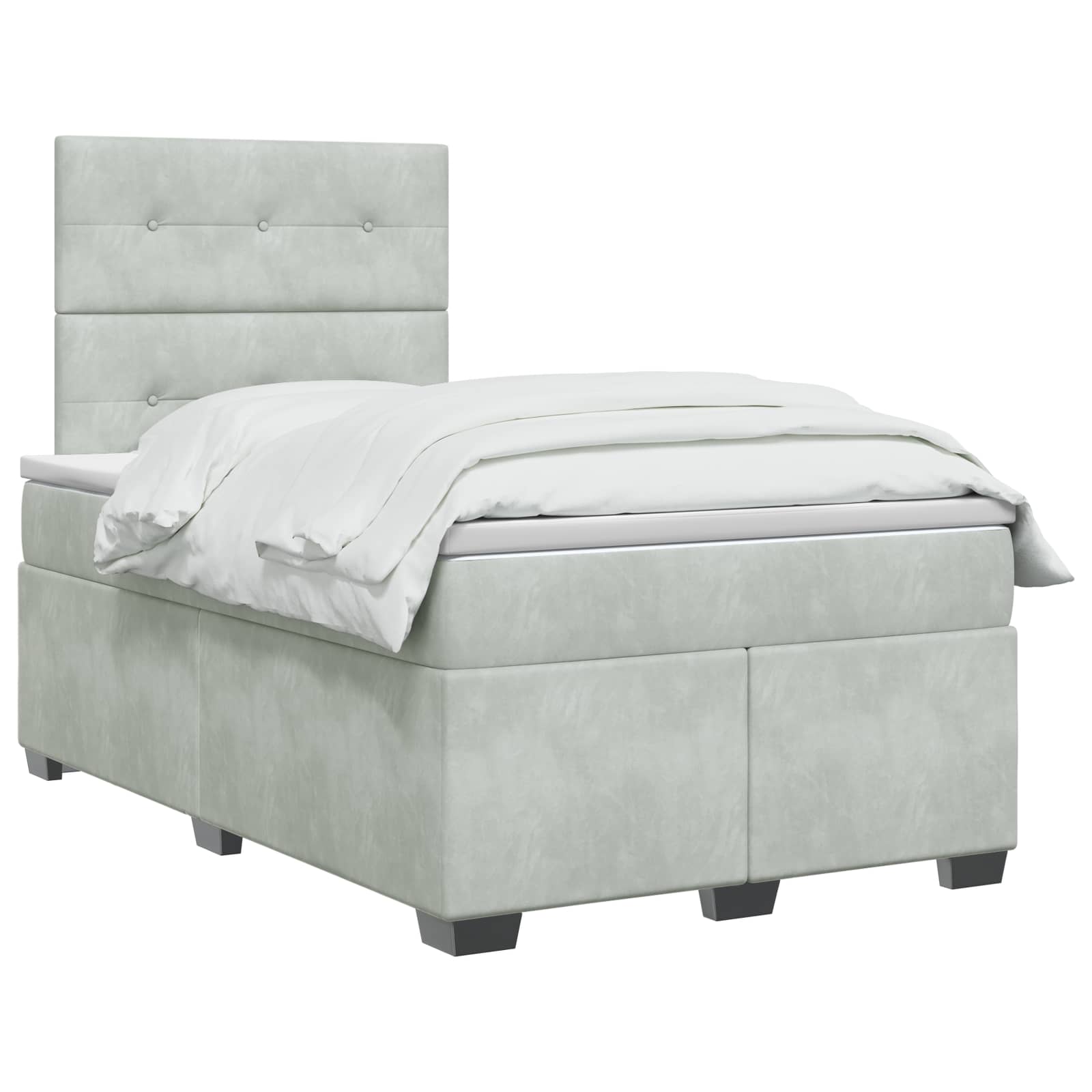 Lit boxspring avec matelas Gris clair 120 x 190 cm Velours