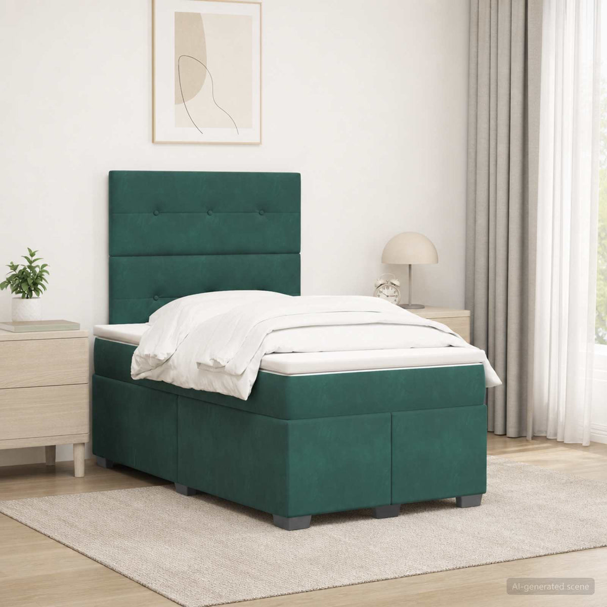 Lit boxspring avec matelas Vert foncé 120 x 190 cm Velours