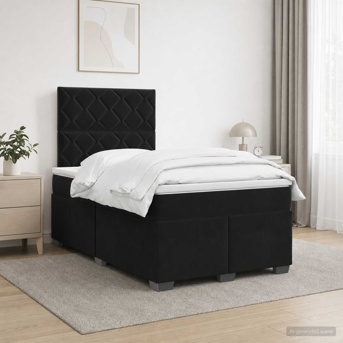 Lit boxspring avec matelas Noir 120 x 200 cm Velours